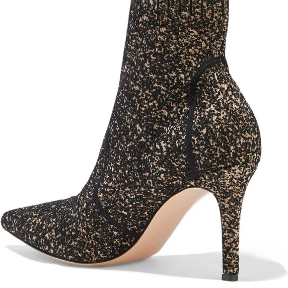 New Gianvito Rossi Fiona Glitter Leather Bouclé-Knit Sock Booties 6 US/36 IT NIB - Picture 8 of 16